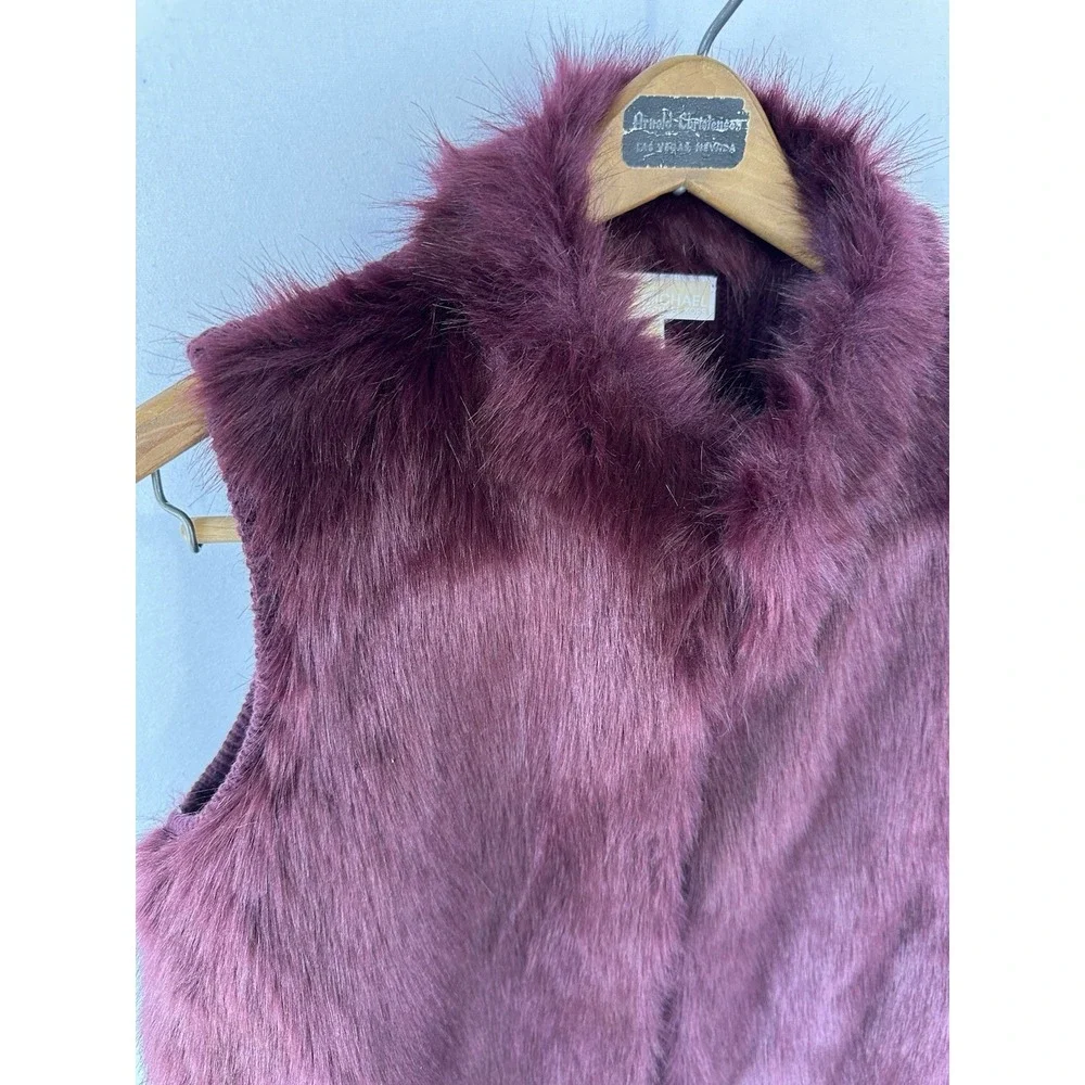Michael Kors Faux Fur Vest Purple Classy Warm Women's L